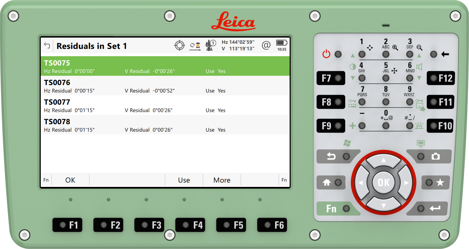 Schermata dell'app Leica Captivate Rail che mostra la toolbox, compreso lo strumento Export Cut Sheet, sul controller da campo CS30.